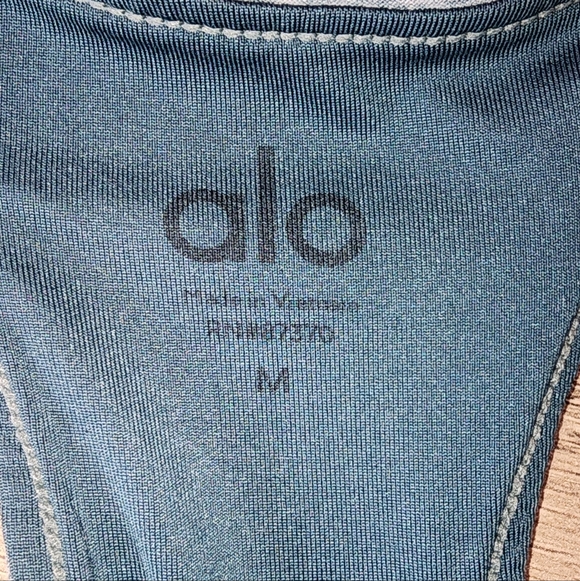 Alo Yoga Longline Racerback Sports Bra Heathered Teal Medium - Picture 3 of 5
